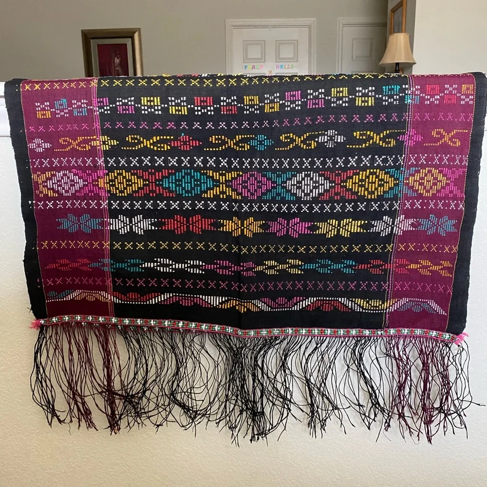 Vintage Indonesian Handwoven Sumatran Textile Wall Hanging Table Cloth